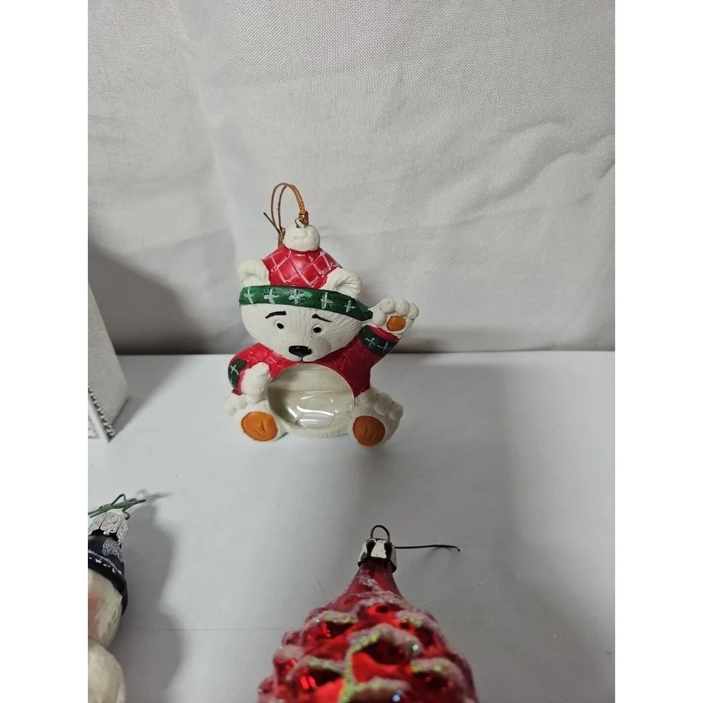 Vintage Christmas Ornaments Lot Of 7 Glass Ornaments